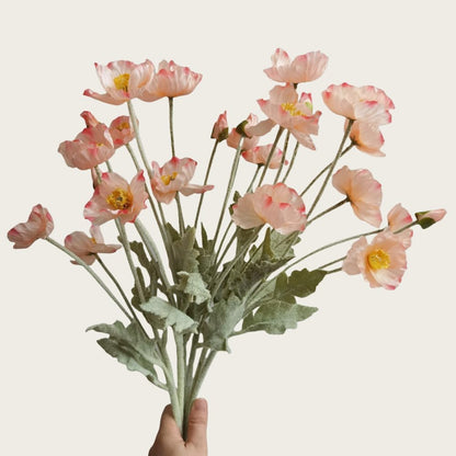 3 Bundles of 22 inches Tall Red Poppy Flowers Artificial,Ranunculus Artificial Flowers,Faux Flower Stems for Wedding,Party, Outdoor Indoor Decor Flower Arrangements for Table
