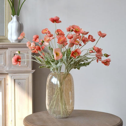 3 Bundles of 22 inches Tall Red Poppy Flowers Artificial,Ranunculus Artificial Flowers,Faux Flower Stems for Wedding,Party, Outdoor Indoor Decor Flower Arrangements for Table