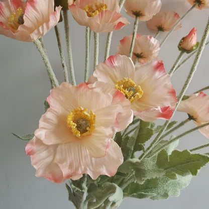 3 Bundles of 22 inches Tall Red Poppy Flowers Artificial,Ranunculus Artificial Flowers,Faux Flower Stems for Wedding,Party, Outdoor Indoor Decor Flower Arrangements for Table