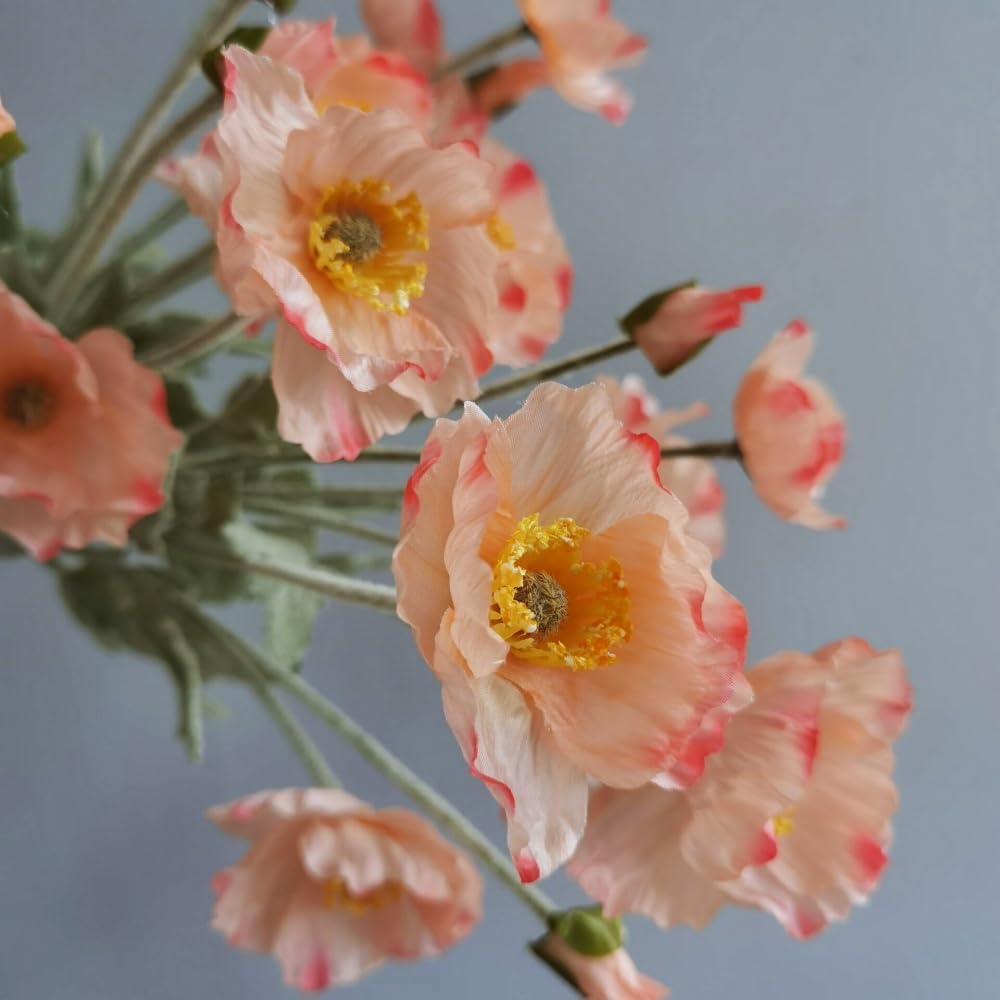 3 Bundles of 22 inches Tall Red Poppy Flowers Artificial,Ranunculus Artificial Flowers,Faux Flower Stems for Wedding,Party, Outdoor Indoor Decor Flower Arrangements for Table