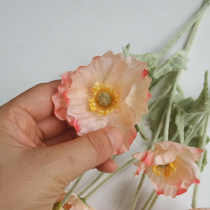 3 Bundles of 22 inches Tall Red Poppy Flowers Artificial,Ranunculus Artificial Flowers,Faux Flower Stems for Wedding,Party, Outdoor Indoor Decor Flower Arrangements for Table