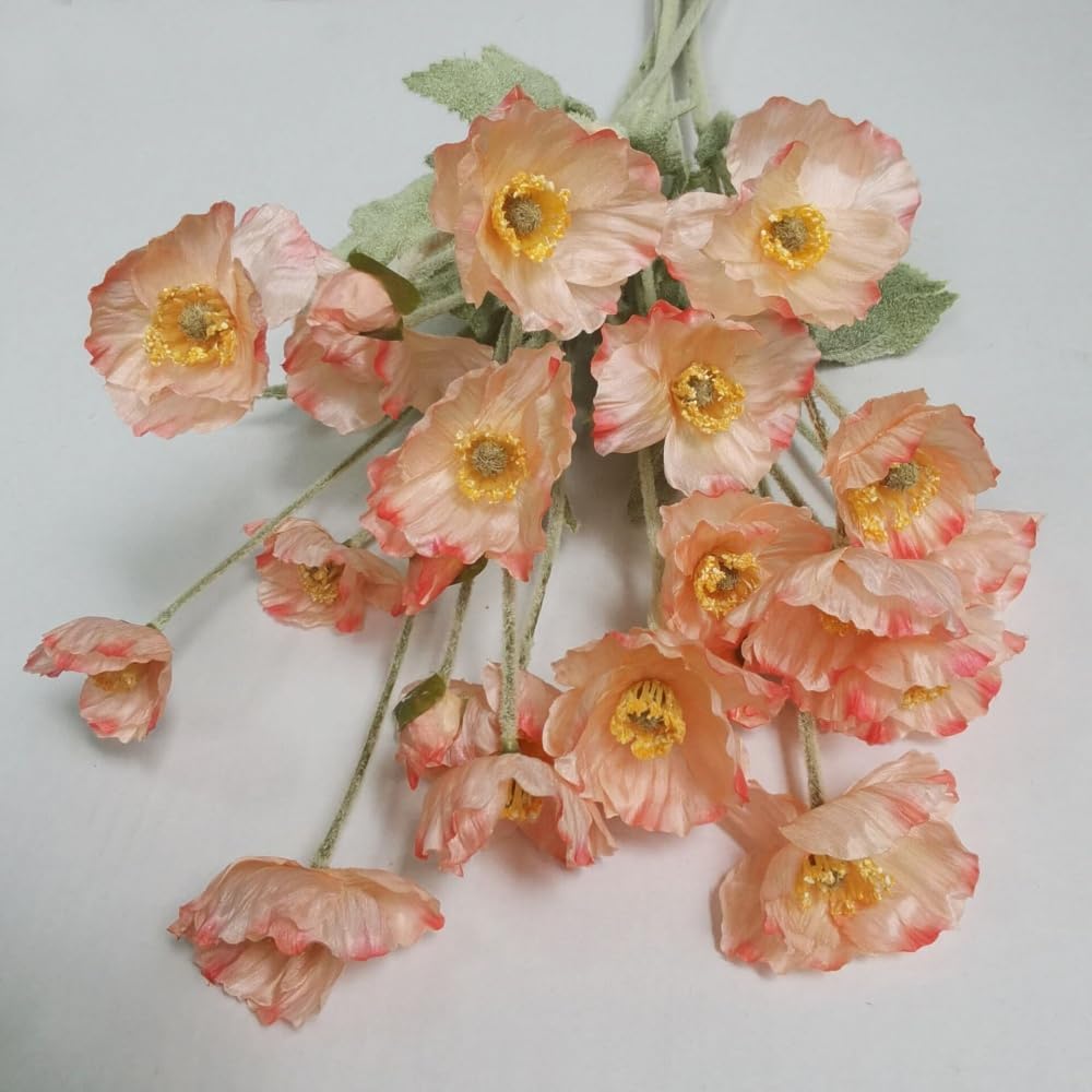 3 Bundles of 22 inches Tall Red Poppy Flowers Artificial,Ranunculus Artificial Flowers,Faux Flower Stems for Wedding,Party, Outdoor Indoor Decor Flower Arrangements for Table