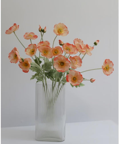 3 Bundles of 22 inches Tall Red Poppy Flowers Artificial,Ranunculus Artificial Flowers,Faux Flower Stems for Wedding,Party, Outdoor Indoor Decor Flower Arrangements for Table