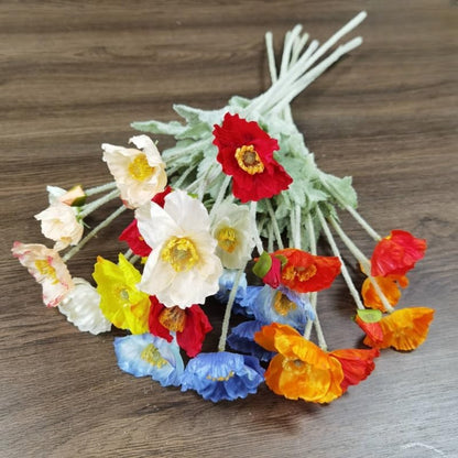 3 Bundles of 22 inches Tall Red Poppy Flowers Artificial,Ranunculus Artificial Flowers,Faux Flower Stems for Wedding,Party, Outdoor Indoor Decor Flower Arrangements for Table