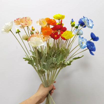 3 Bundles of 22 inches Tall Red Poppy Flowers Artificial,Ranunculus Artificial Flowers,Faux Flower Stems for Wedding,Party, Outdoor Indoor Decor Flower Arrangements for Table