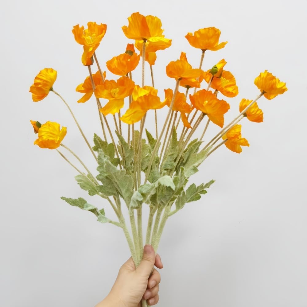 3 Bundles of 22 inches Tall Red Poppy Flowers Artificial,Ranunculus Artificial Flowers,Faux Flower Stems for Wedding,Party, Outdoor Indoor Decor Flower Arrangements for Table