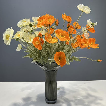 3 Bundles of 22 inches Tall Red Poppy Flowers Artificial,Ranunculus Artificial Flowers,Faux Flower Stems for Wedding,Party, Outdoor Indoor Decor Flower Arrangements for Table