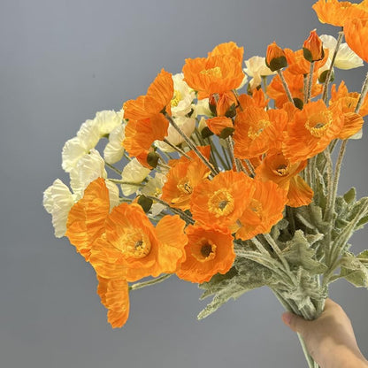 3 Bundles of 22 inches Tall Red Poppy Flowers Artificial,Ranunculus Artificial Flowers,Faux Flower Stems for Wedding,Party, Outdoor Indoor Decor Flower Arrangements for Table