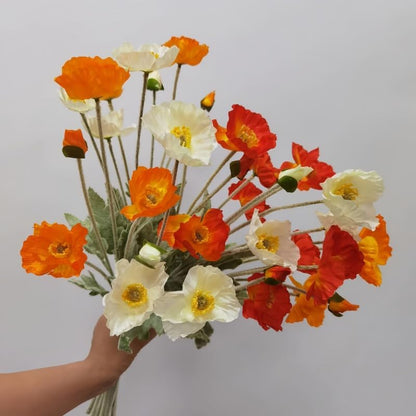 3 Bundles of 22 inches Tall Red Poppy Flowers Artificial,Ranunculus Artificial Flowers,Faux Flower Stems for Wedding,Party, Outdoor Indoor Decor Flower Arrangements for Table