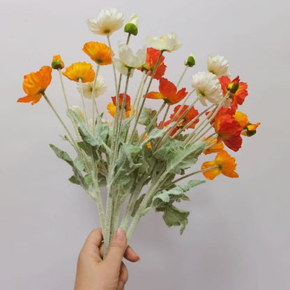 3 Bundles of 22 inches Tall Red Poppy Flowers Artificial,Ranunculus Artificial Flowers,Faux Flower Stems for Wedding,Party, Outdoor Indoor Decor Flower Arrangements for Table