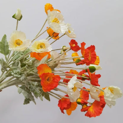 3 Bundles of 22 inches Tall Red Poppy Flowers Artificial,Ranunculus Artificial Flowers,Faux Flower Stems for Wedding,Party, Outdoor Indoor Decor Flower Arrangements for Table