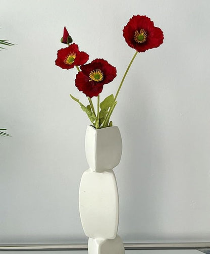 3 Bundles of 22 inches Tall Red Poppy Flowers Artificial,Ranunculus Artificial Flowers,Faux Flower Stems for Wedding,Party, Outdoor Indoor Decor Flower Arrangements for Table
