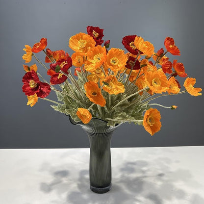 3 Bundles of 22 inches Tall Red Poppy Flowers Artificial,Ranunculus Artificial Flowers,Faux Flower Stems for Wedding,Party, Outdoor Indoor Decor Flower Arrangements for Table