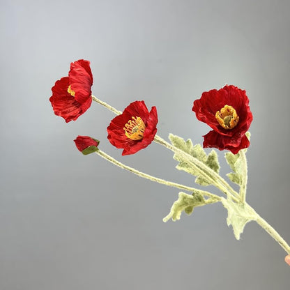 3 Bundles of 22 inches Tall Red Poppy Flowers Artificial,Ranunculus Artificial Flowers,Faux Flower Stems for Wedding,Party, Outdoor Indoor Decor Flower Arrangements for Table