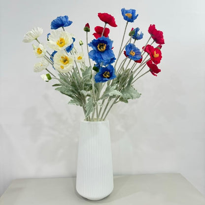 3 Bundles of 22 inches Tall Red Poppy Flowers Artificial,Ranunculus Artificial Flowers,Faux Flower Stems for Wedding,Party, Outdoor Indoor Decor Flower Arrangements for Table