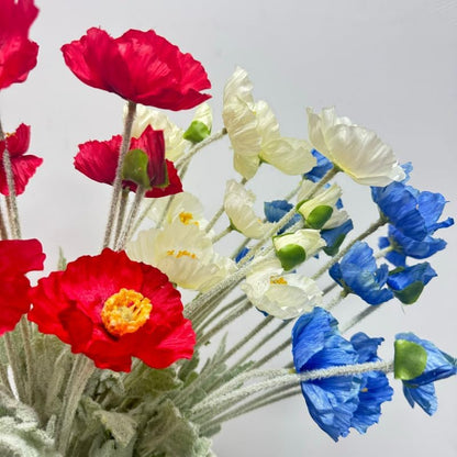 3 Bundles of 22 inches Tall Red Poppy Flowers Artificial,Ranunculus Artificial Flowers,Faux Flower Stems for Wedding,Party, Outdoor Indoor Decor Flower Arrangements for Table