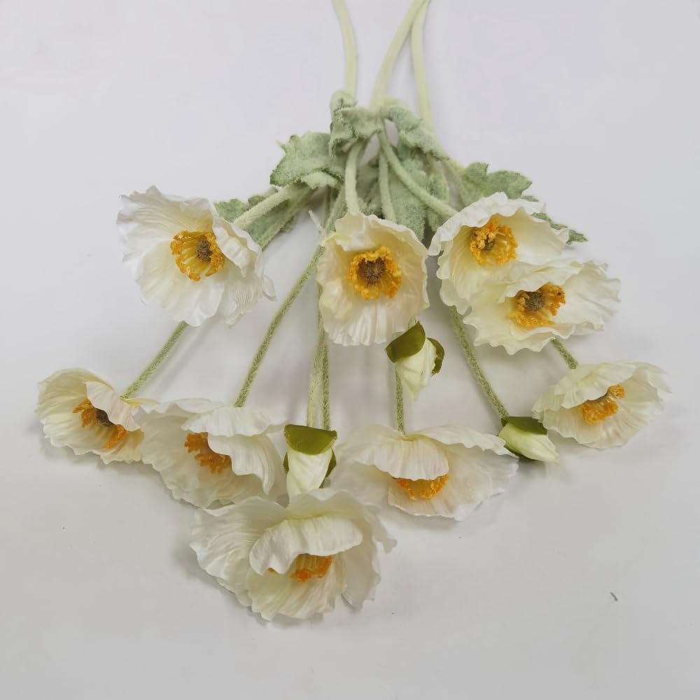 3 Bundles of 22 inches Tall Red Poppy Flowers Artificial,Ranunculus Artificial Flowers,Faux Flower Stems for Wedding,Party, Outdoor Indoor Decor Flower Arrangements for Table