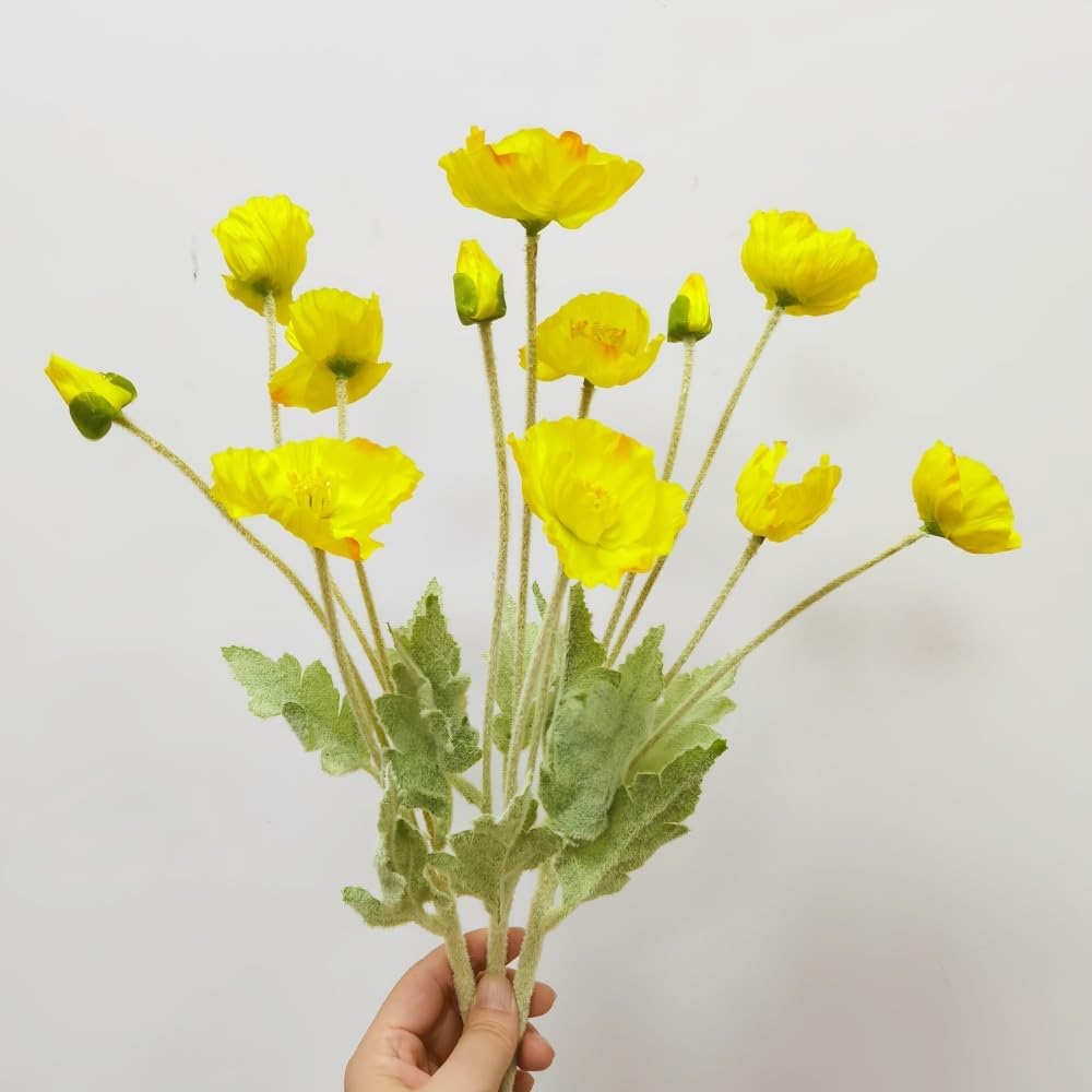 3 Bundles of 22 inches Tall Red Poppy Flowers Artificial,Ranunculus Artificial Flowers,Faux Flower Stems for Wedding,Party, Outdoor Indoor Decor Flower Arrangements for Table
