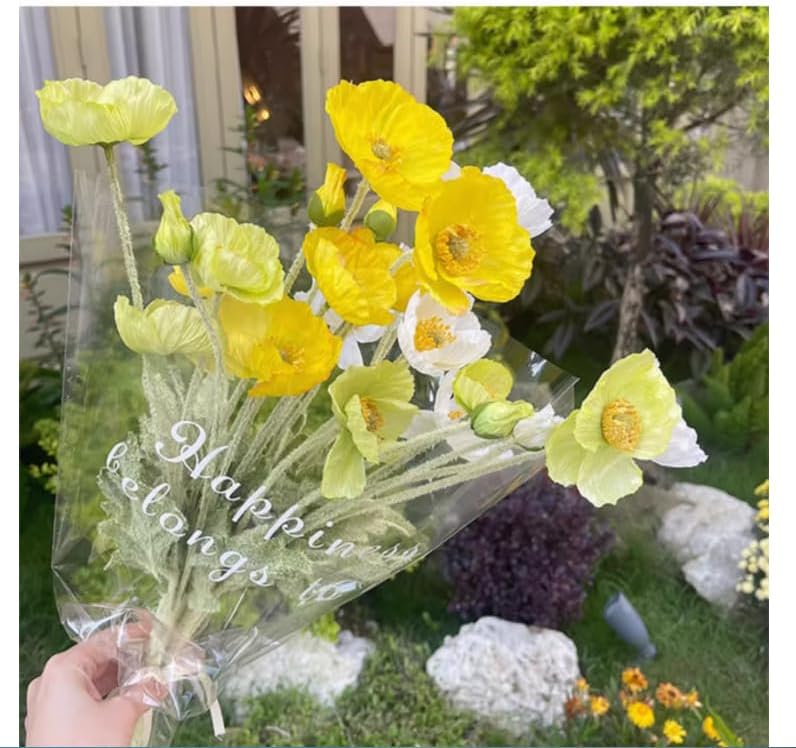 3 Bundles of 22 inches Tall Red Poppy Flowers Artificial,Ranunculus Artificial Flowers,Faux Flower Stems for Wedding,Party, Outdoor Indoor Decor Flower Arrangements for Table