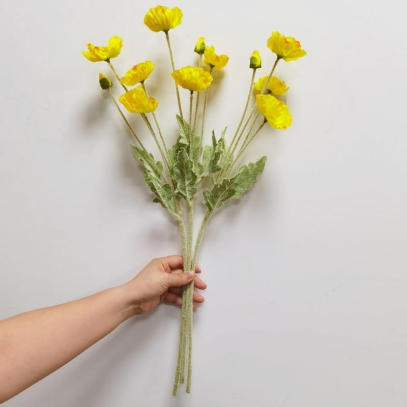 3 Bundles of 22 inches Tall Red Poppy Flowers Artificial,Ranunculus Artificial Flowers,Faux Flower Stems for Wedding,Party, Outdoor Indoor Decor Flower Arrangements for Table