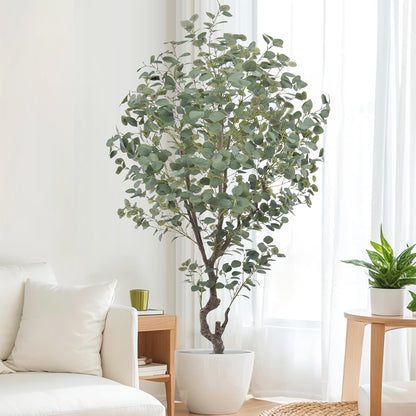 Artificial Eucalyptus Tree 7.2ft Faux Plant with Natural Trunks and Realistic Leaves,Fake Floor Potted Artificial Tall Large Plants for Home Living Room Office Decor Indoor (7.2Feet,1Pack)