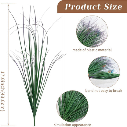 Artificial Grass Plants Outdoor - UV Resistant Tall Onion Grass Fake Grass Filler, Wheat Grass Greenery Stems for Indoor Outdoor Vase Planters Home Porch Decor（Green Red Tail）