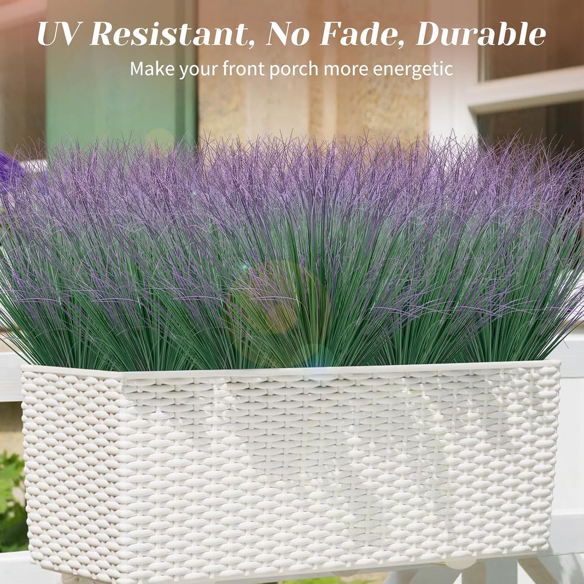 Artificial Grass Plants Outdoor - UV Resistant Tall Onion Grass Fake Grass Filler, Wheat Grass Greenery Stems for Indoor Outdoor Vase Planters Home Porch Decor（Green Red Tail）