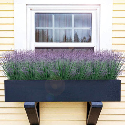 Artificial Grass Plants Outdoor - UV Resistant Tall Onion Grass Fake Grass Filler, Wheat Grass Greenery Stems for Indoor Outdoor Vase Planters Home Porch Decor（Green Red Tail）