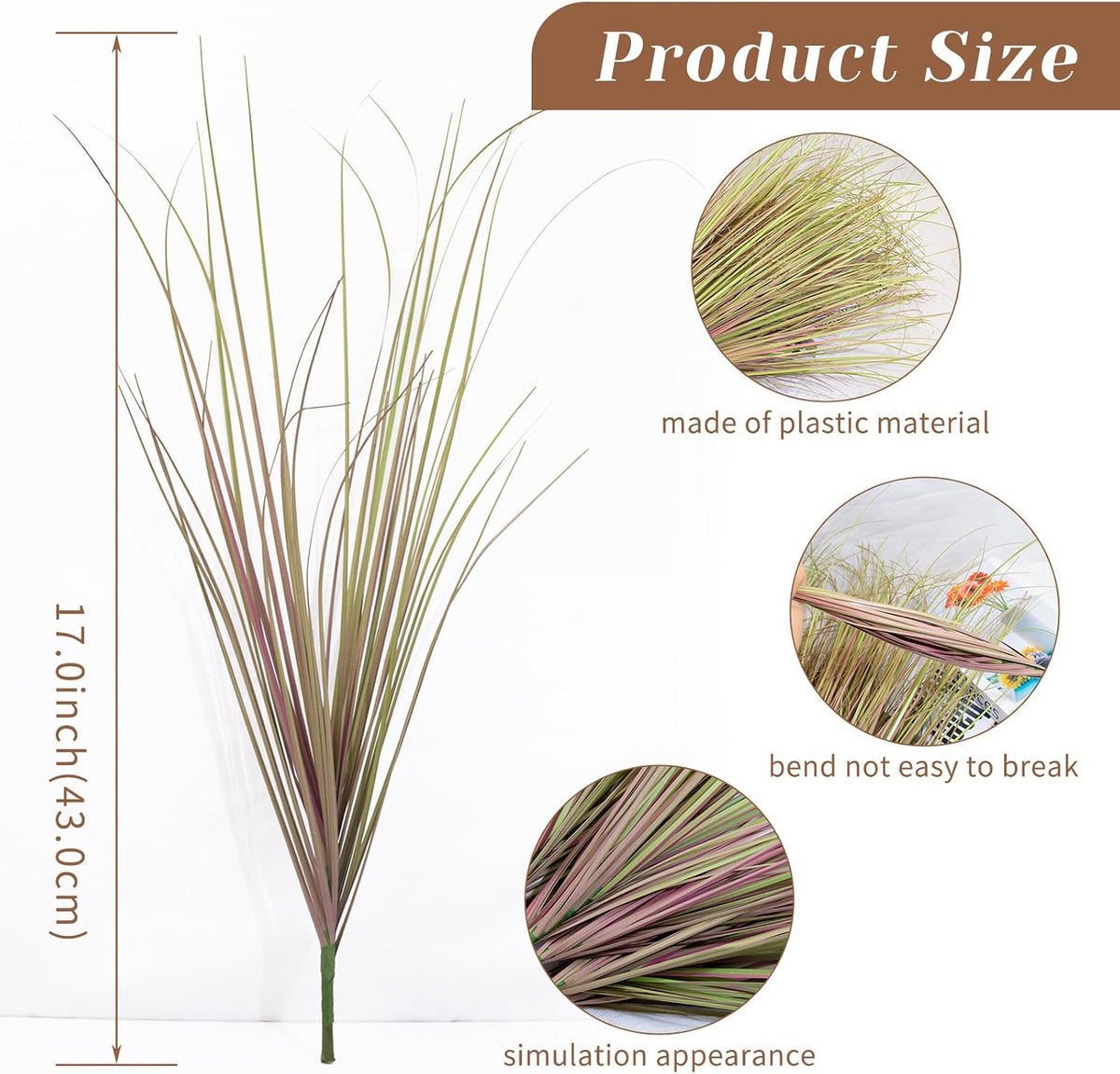 Artificial Grass Plants Outdoor - UV Resistant Tall Onion Grass Fake Grass Filler, Wheat Grass Greenery Stems for Indoor Outdoor Vase Planters Home Porch Decor（Green Red Tail）