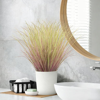Artificial Grass Plants Outdoor - UV Resistant Tall Onion Grass Fake Grass Filler, Wheat Grass Greenery Stems for Indoor Outdoor Vase Planters Home Porch Decor（Green Red Tail）