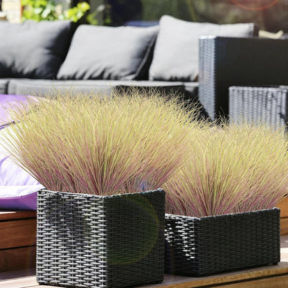 Artificial Grass Plants Outdoor - UV Resistant Tall Onion Grass Fake Grass Filler, Wheat Grass Greenery Stems for Indoor Outdoor Vase Planters Home Porch Decor（Green Red Tail）