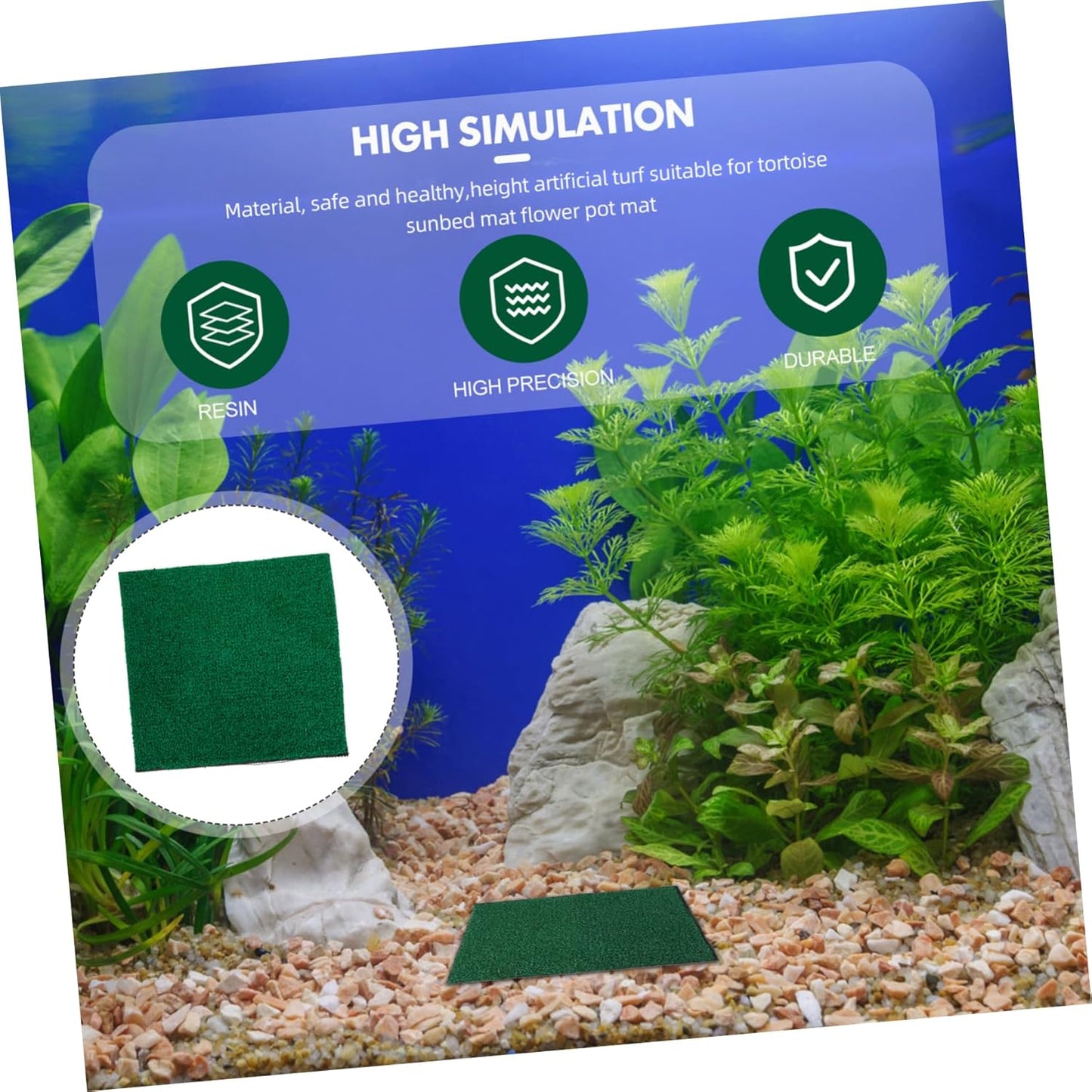 Imitation Turf Grass Mat for Fish Tank Decoration Artificial Turf for Aquatic Environments Basking Platform for Turtles and Gardening Props