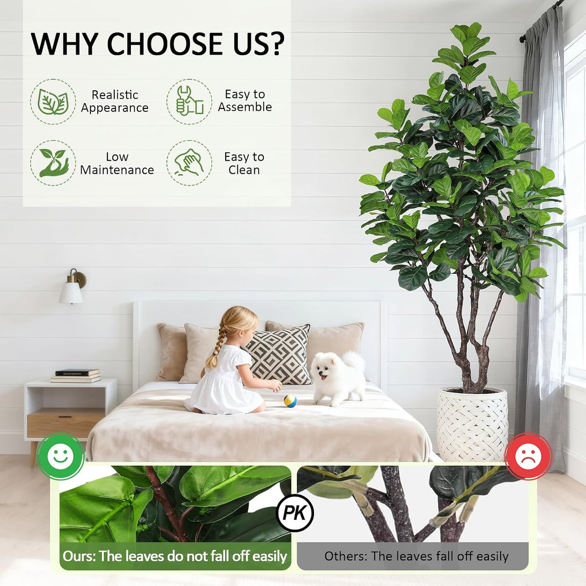 8FT Faux Fiddle Leaf Fig Tree Artificial Plants Indoor Ficus Lyrata Trees