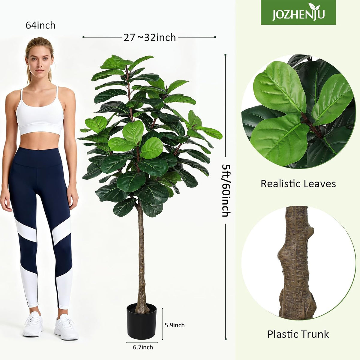8FT Faux Fiddle Leaf Fig Tree Artificial Plants Indoor Ficus Lyrata Trees