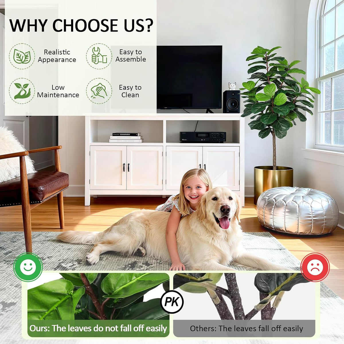8FT Faux Fiddle Leaf Fig Tree Artificial Plants Indoor Ficus Lyrata Trees