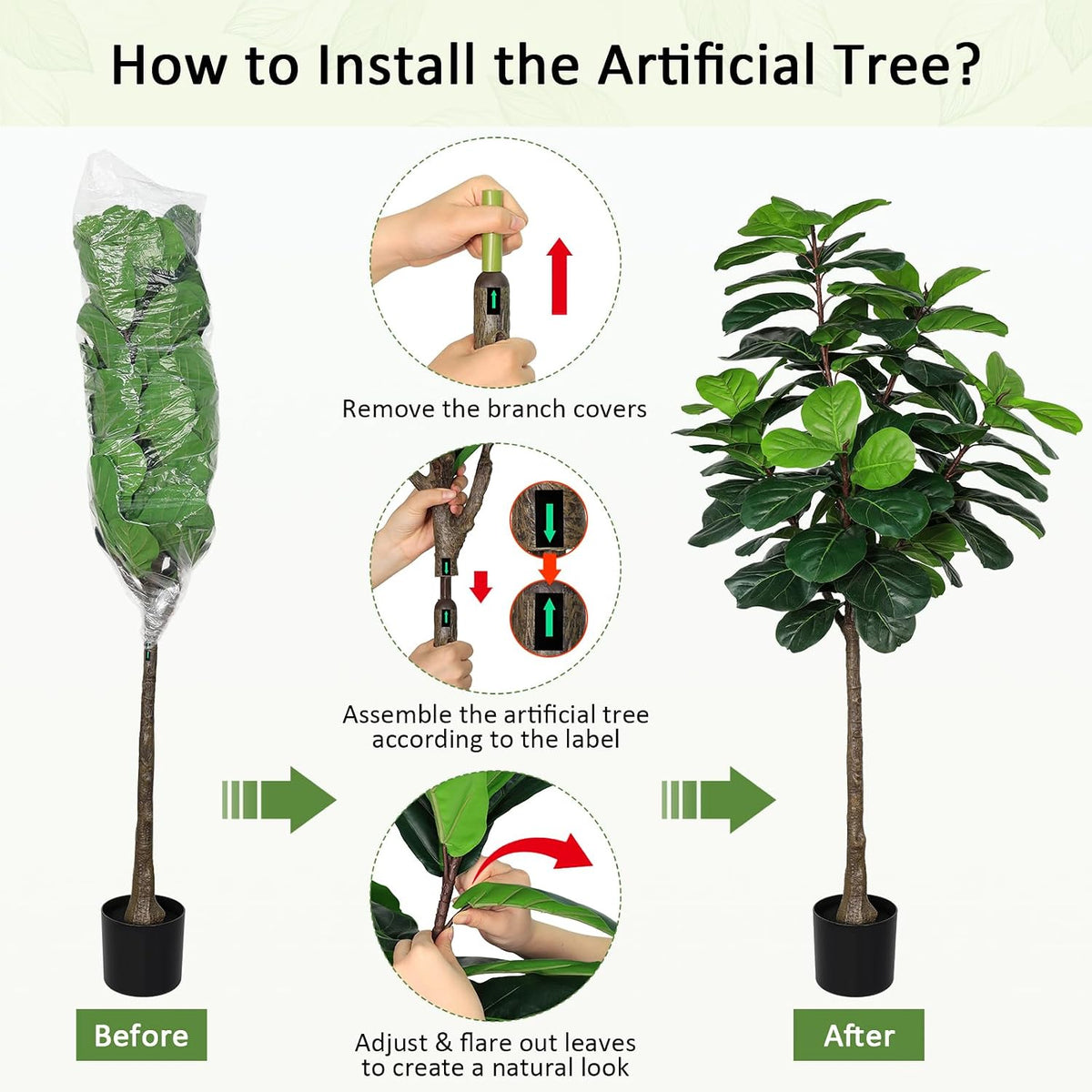 8FT Faux Fiddle Leaf Fig Tree Artificial Plants Indoor Ficus Lyrata Trees
