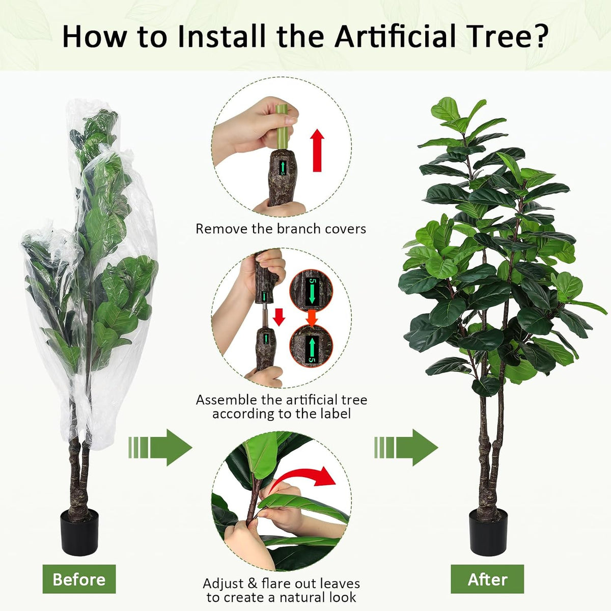 8FT Faux Fiddle Leaf Fig Tree Artificial Plants Indoor Ficus Lyrata Trees