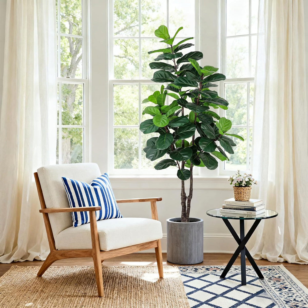 8FT Faux Fiddle Leaf Fig Tree Artificial Plants Indoor Ficus Lyrata Trees