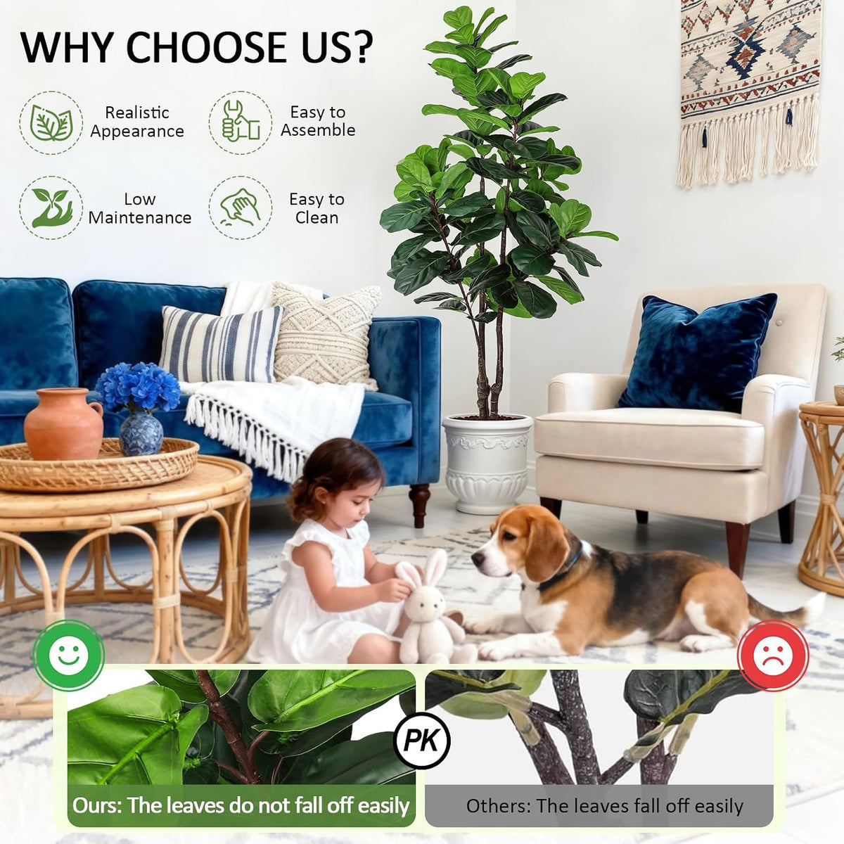 8FT Faux Fiddle Leaf Fig Tree Artificial Plants Indoor Ficus Lyrata Trees