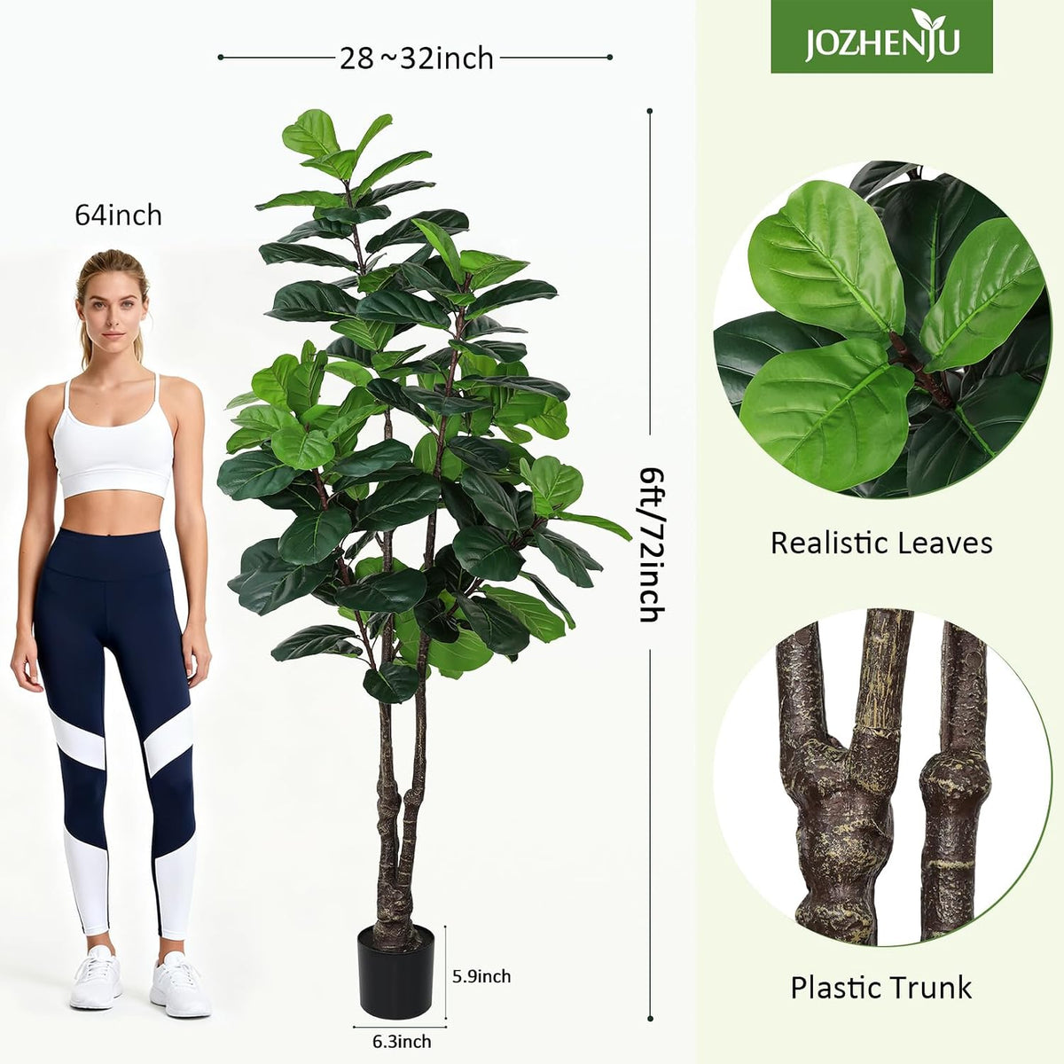 8FT Faux Fiddle Leaf Fig Tree Artificial Plants Indoor Ficus Lyrata Trees