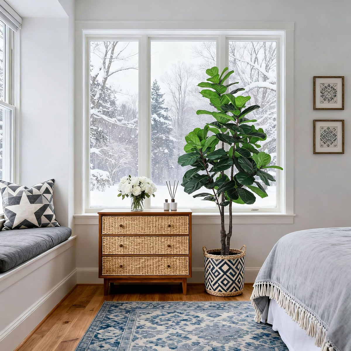 8FT Faux Fiddle Leaf Fig Tree Artificial Plants Indoor Ficus Lyrata Trees