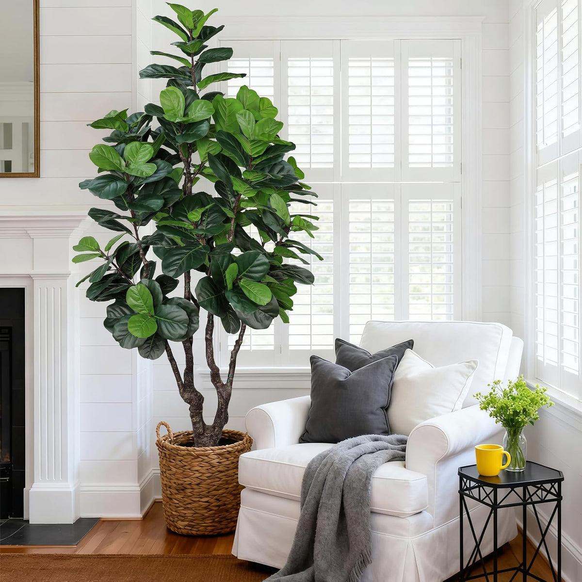 8FT Faux Fiddle Leaf Fig Tree Artificial Plants Indoor Ficus Lyrata Trees
