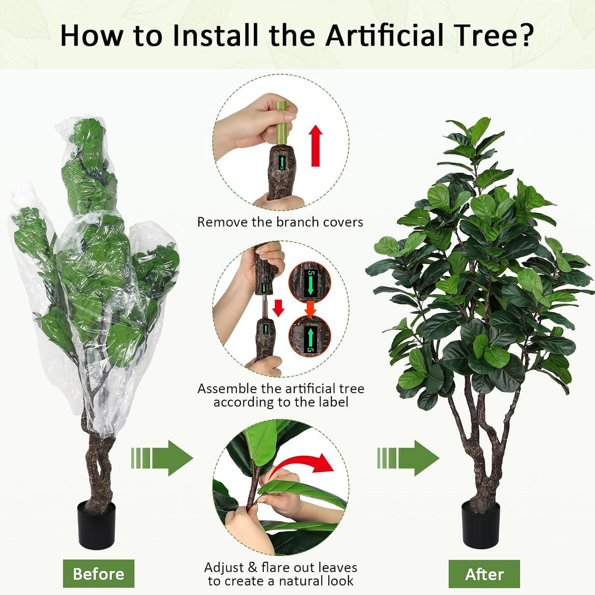 8FT Faux Fiddle Leaf Fig Tree Artificial Plants Indoor Ficus Lyrata Trees