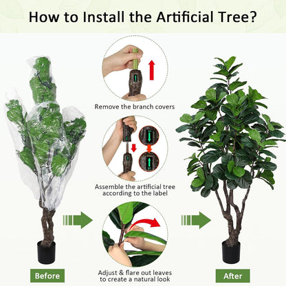 8FT Faux Fiddle Leaf Fig Tree Artificial Plants Indoor Ficus Lyrata Trees