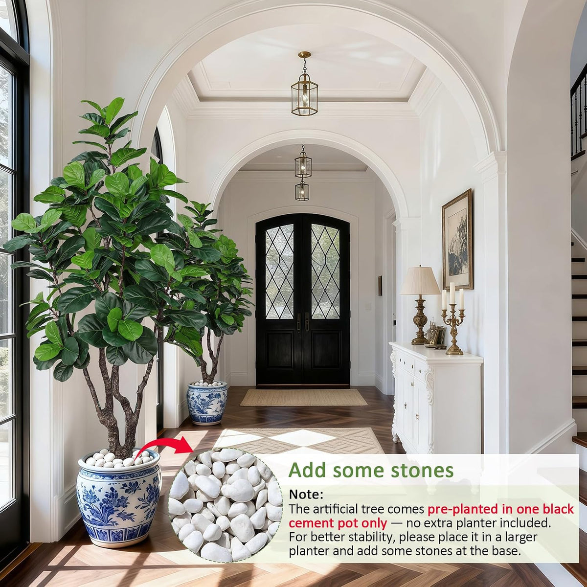 8FT Faux Fiddle Leaf Fig Tree Artificial Plants Indoor Ficus Lyrata Trees