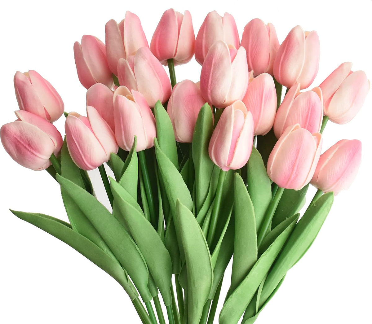 20pcs Artificial Tulips Flowers Fake Faux PU Tulip Bouquet Real Touch Flower Arrangement for Home Room Office Party Wedding Decoration Excellent Gift Idea for Mothers Day (Pink)