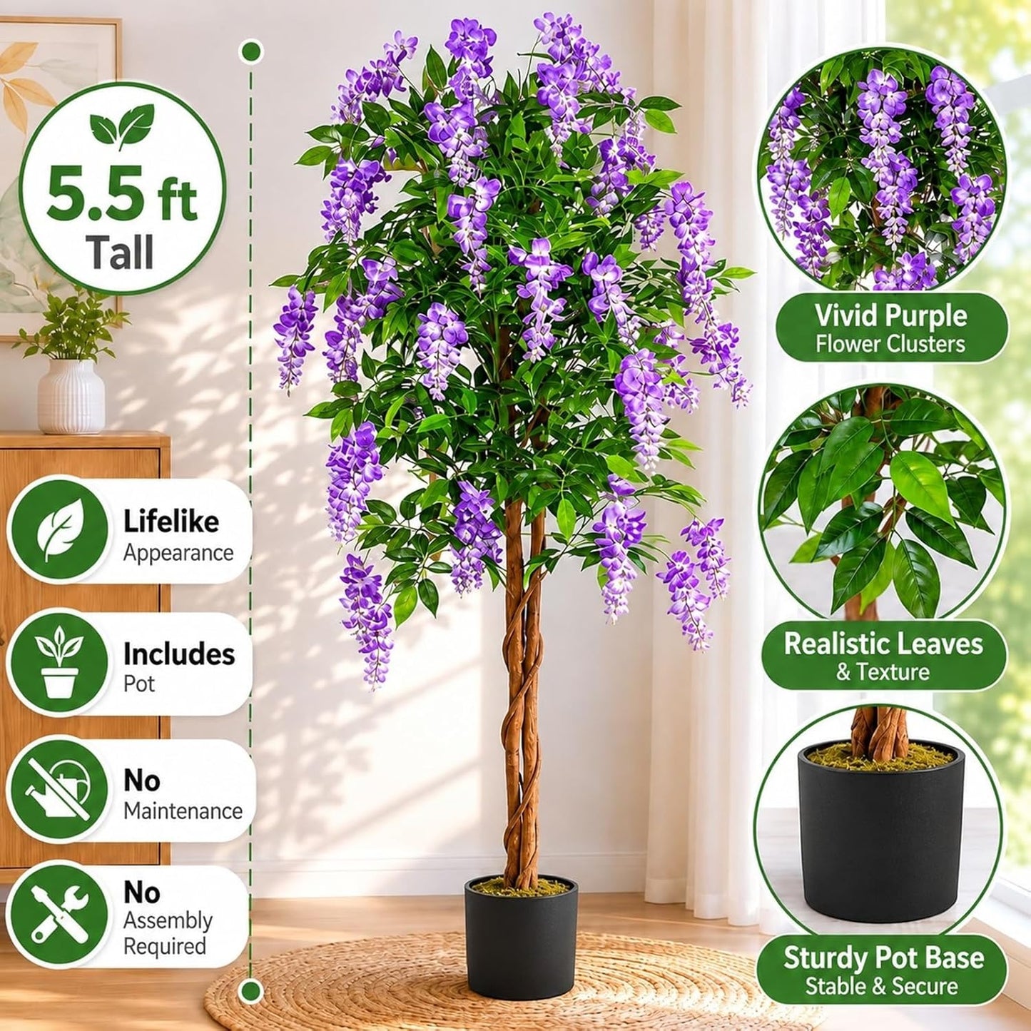 6ft Ficus Artificial Fake Trees for Indoor or Outdoor Décor