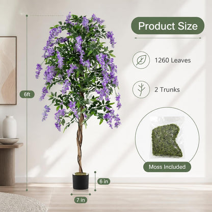 6ft Ficus Artificial Fake Trees for Indoor or Outdoor Décor