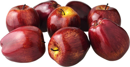Fake Dark Red Apple Simulation Artificial Lifelike Plastic Red Delicious Apples Set Fake Fruit for Home House Kitchen Wedding Party Decoration Photography (8Pcs)