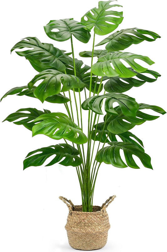 44" Tall Fake Plants with Basket Large Artificial Monstera Plants Indoor, Easy Assembly Faux Tree for Outdoor Office Living Room Bedroom Home Apartment Decor